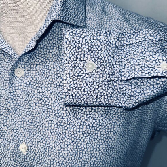 Z Zegna Slim Fit Cotton Shirt with Leaflet Jacquard AOP Long Sleeve BU Sz L - Picture 6 of 10